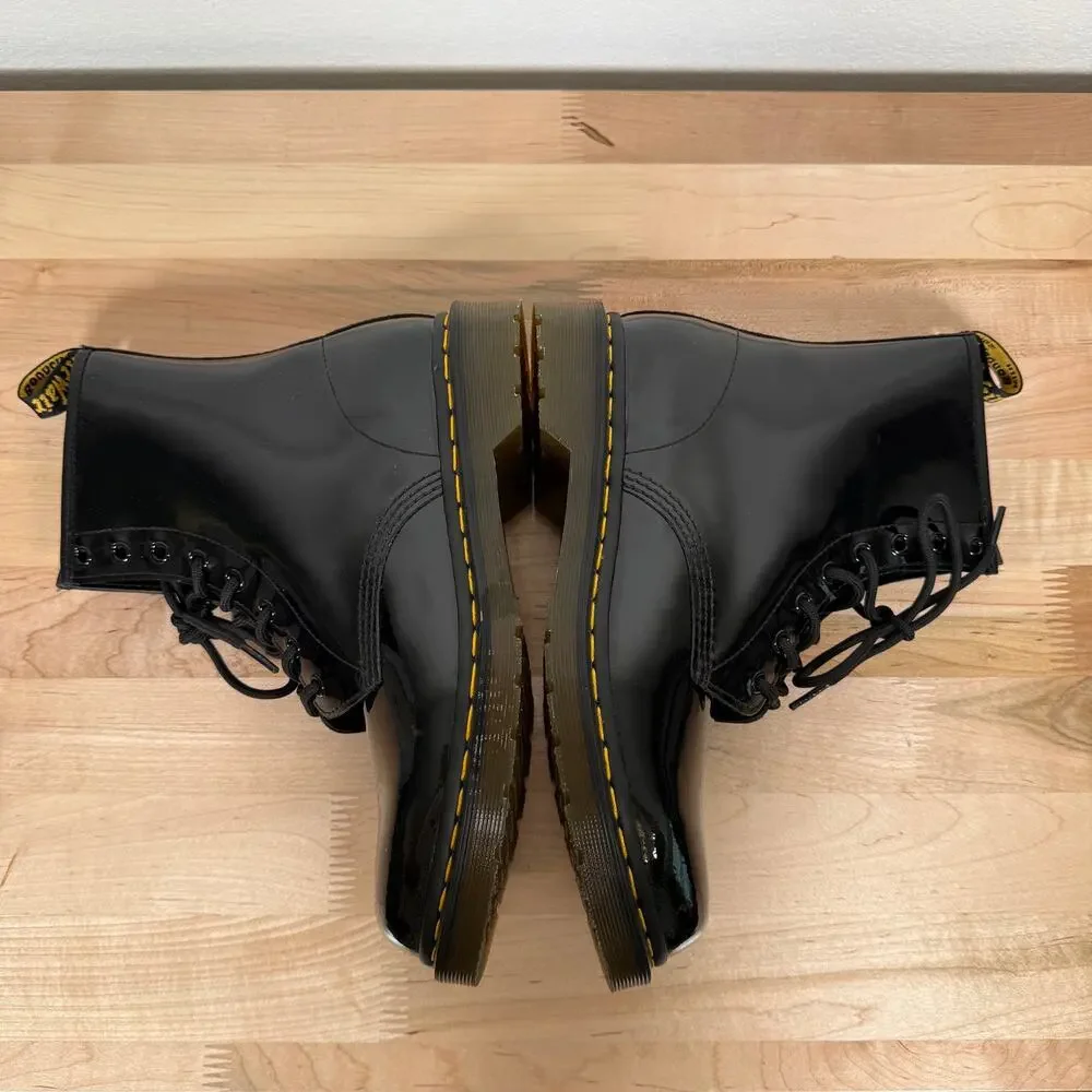 Dr Martens 11821 Patent Leather Combat Boots Black Womens 11 Mens 9.5